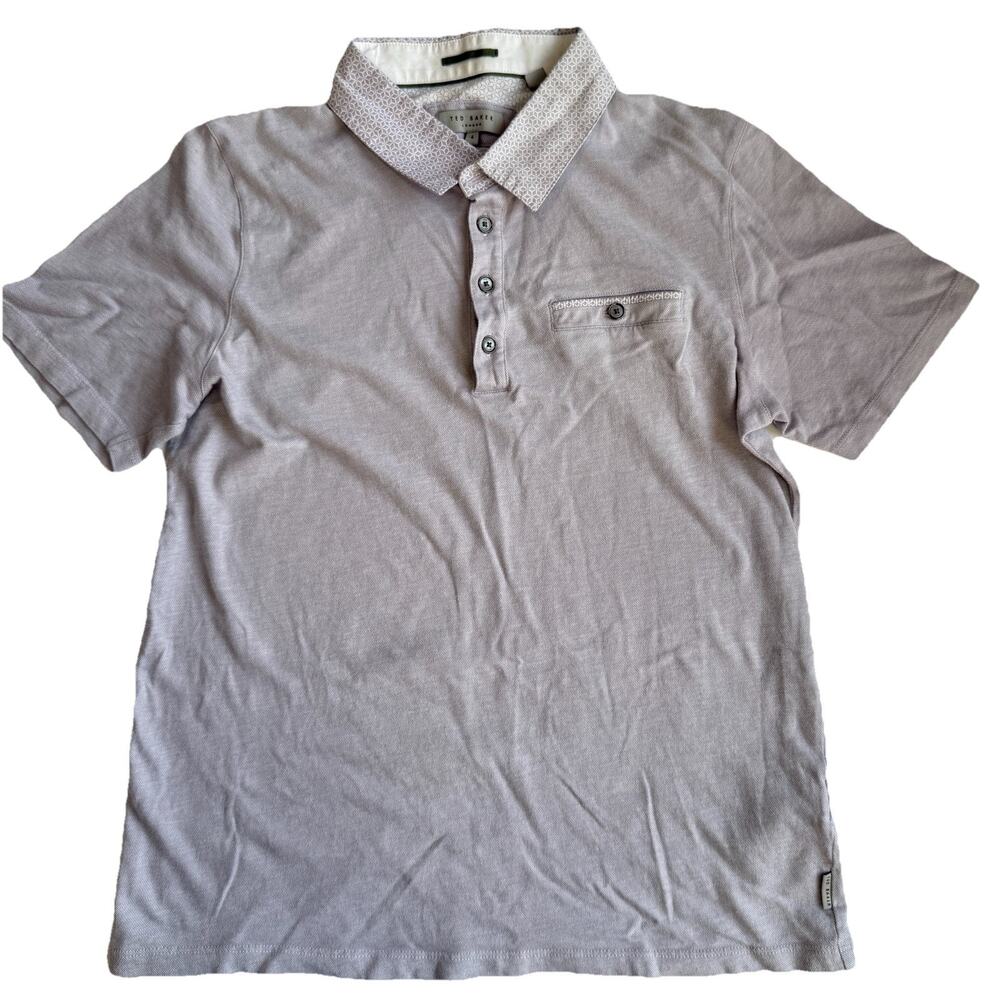 Ted Baker London Men's Pocket Polo Shirt‎ Size 4 Gray Short Sleeve 100% Cotton